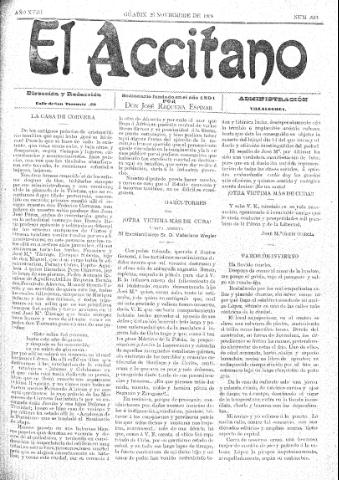 'El accitano  : periódico científico, literario y de intereses generales de Guadix y su partido' - Año XVIII Número 833  - 1908 noviembre 28