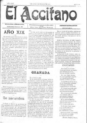 'El accitano  : periódico científico, literario y de intereses generales de Guadix y su partido' - Año XIX Número 838  - 1909 enero 2