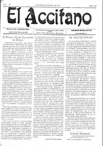 'El accitano  : periódico científico, literario y de intereses generales de Guadix y su partido' - Año XIX Número 841  - 1909 enero 23