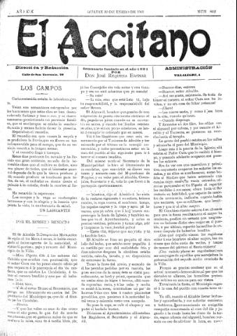 'El accitano  : periódico científico, literario y de intereses generales de Guadix y su partido' - Año XIX Número 842  - 1909 enero 30