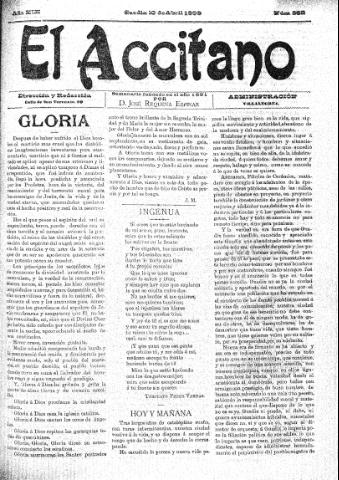'El accitano  : periódico científico, literario y de intereses generales de Guadix y su partido' - Año XIX Número 852  - 1909 abril 10