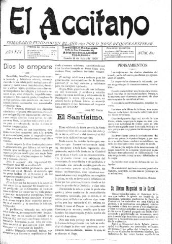 'El accitano  : periódico científico, literario y de intereses generales de Guadix y su partido' - Año XIX Número 861  - 1909 junio 12