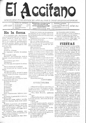 'El accitano  : periódico científico, literario y de intereses generales de Guadix y su partido' - Año XIX Número 862  - 1909 junio 19