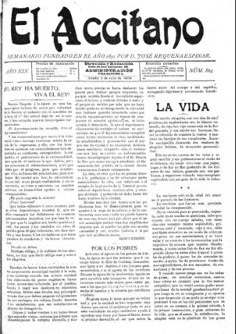 'El accitano  : periódico científico, literario y de intereses generales de Guadix y su partido' - Año XIX Número 864  - 1909 julio 3
