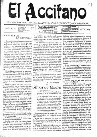 'El accitano  : periódico científico, literario y de intereses generales de Guadix y su partido' - Año XIX Número 867  - 1909 julio 24
