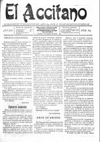 'El accitano  : periódico científico, literario y de intereses generales de Guadix y su partido' - Año XIX Número 869  - 1909 agosto 7