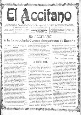 'El accitano  : periódico científico, literario y de intereses generales de Guadix y su partido' - Año XIX Número 886  - 1909 diciembre 4