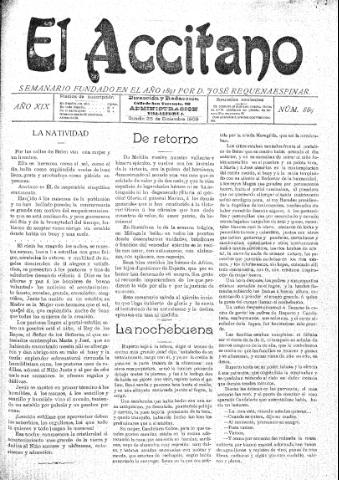 'El accitano  : periódico científico, literario y de intereses generales de Guadix y su partido' - Año XIX Número 889  - 1909 diciembre 25
