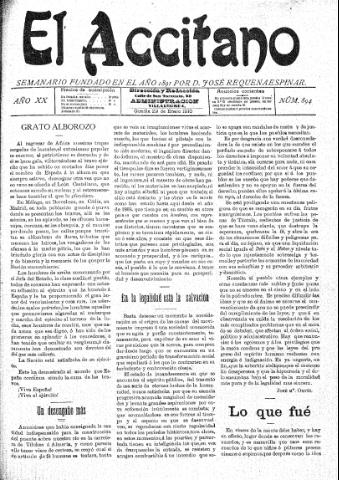'El accitano  : periódico científico, literario y de intereses generales de Guadix y su partido' - Año XX Número 894  - 1910 enero 29