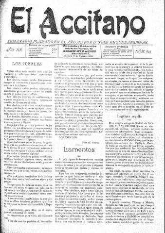 'El accitano  : periódico científico, literario y de intereses generales de Guadix y su partido' - Año XX Número 895  - 1910 febrero 5