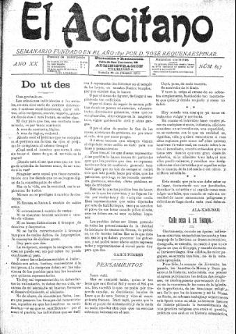 'El accitano  : periódico científico, literario y de intereses generales de Guadix y su partido' - Año XX Número 897  - 1910 febrero 16