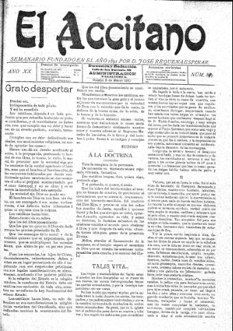'El accitano  : periódico científico, literario y de intereses generales de Guadix y su partido' - Año XX Número 899  - 1910 marzo 5