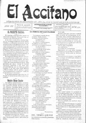 'El accitano  : periódico científico, literario y de intereses generales de Guadix y su partido' - Año XX Número 910  - 1910 mayo 28