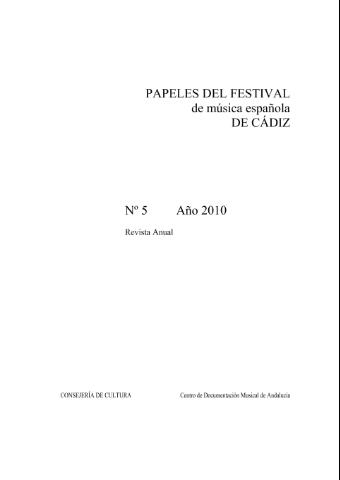 'Papeles del Festival de Música Española de Cádiz' - Número 5  - 2010 diciembre 31
