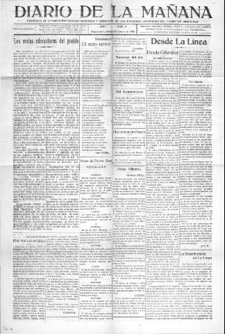 'Diario de la mañana periódico de información hispano-marroquí y defensor de los intereses generales del Campo de Gibraltar' - Año I Número 9 - 1921 enero 26