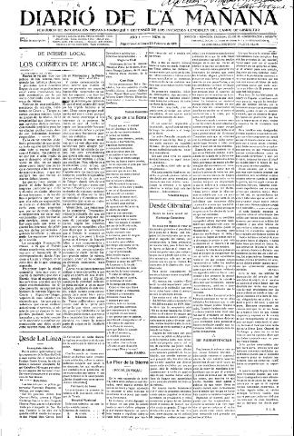 'Diario de la mañana periódico de información hispano-marroquí y defensor de los intereses generales del Campo de Gibraltar' - Año I Número 31 - 1921 febrero 20