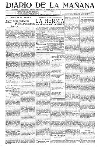 'Diario de la mañana periódico de información hispano-marroquí y defensor de los intereses generales del Campo de Gibraltar' - Año I Número 36 - 1921 febrero 26