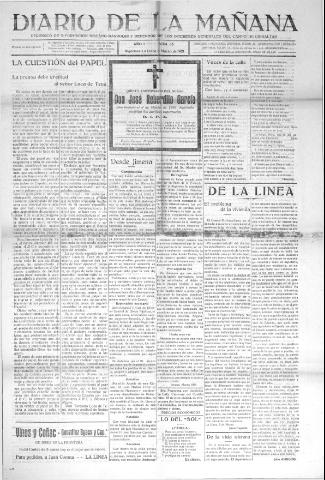 'Diario de la mañana periódico de información hispano-marroquí y defensor de los intereses generales del Campo de Gibraltar' - Año I Número 43 - 1921 marzo 6