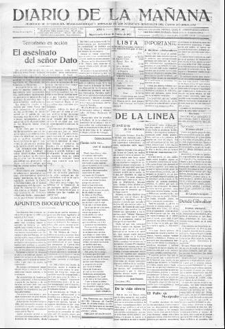 'Diario de la mañana periódico de información hispano-marroquí y defensor de los intereses generales del Campo de Gibraltar' - Año I Número 46 - 1921 marzo 10
