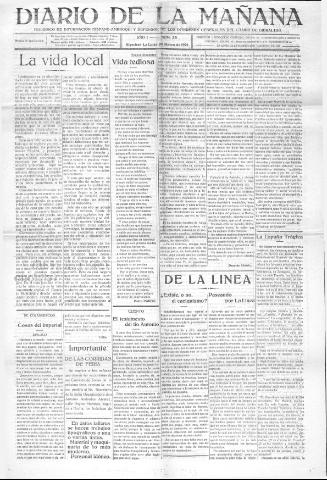 'Diario de la mañana periódico de información hispano-marroquí y defensor de los intereses generales del Campo de Gibraltar' - Año I Número 55 - 1921 marzo 20