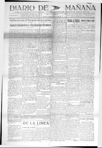 'Diario de la mañana periódico de información hispano-marroquí y defensor de los intereses generales del Campo de Gibraltar' - Año I Número 61 - 1921 marzo 29
