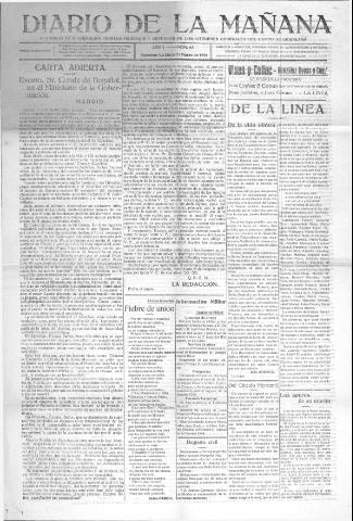 'Diario de la mañana periódico de información hispano-marroquí y defensor de los intereses generales del Campo de Gibraltar' - Año I Número 63 - 1921 marzo 31