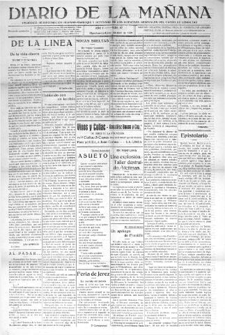 'Diario de la mañana periódico de información hispano-marroquí y defensor de los intereses generales del Campo de Gibraltar' - Año I Número 87 - 1921 abril 30