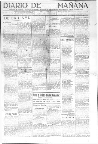 'Diario de la mañana periódico de información hispano-marroquí y defensor de los intereses generales del Campo de Gibraltar' - Año I Número 89 - 1921 mayo 2