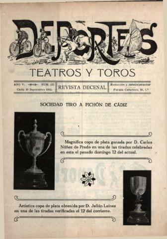 'Deportes : Revista quincenal: Dedicada a los aficionados a las Ciencias, Artes, Literatura y Sports' - Año V Número 112 - 1915 septiembre 18