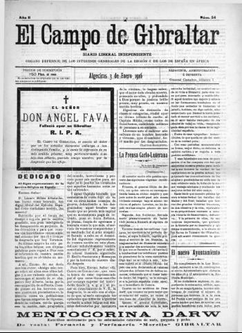 'El Campo de Gibraltar  : Diario liberal independiente' - Año II Número 54 - 1916 enero 3