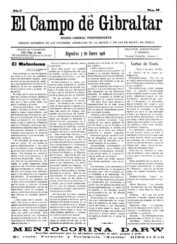 'El Campo de Gibraltar  : Diario liberal independiente' - Año II Número 58 - 1916 enero 7