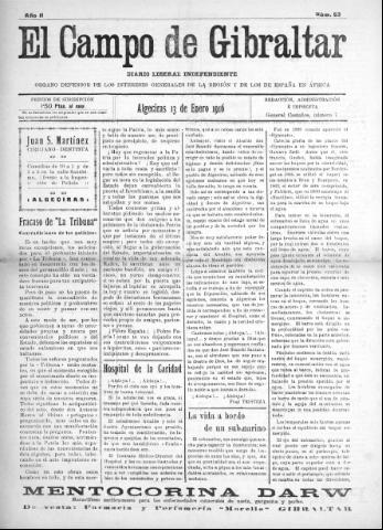 'El Campo de Gibraltar  : Diario liberal independiente' - Año II Número 63 - 1916 enero 13