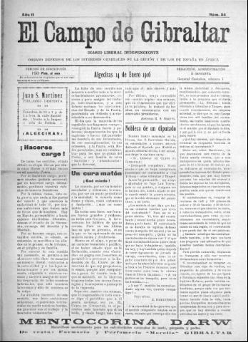 'El Campo de Gibraltar  : Diario liberal independiente' - Año II Número 64 - 1916 enero 14