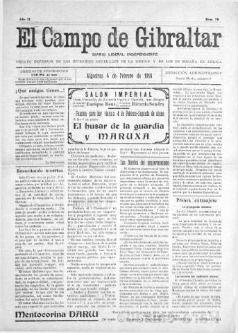 'El Campo de Gibraltar  : Diario liberal independiente' - Año II Número 78 - 1916 febrero 4