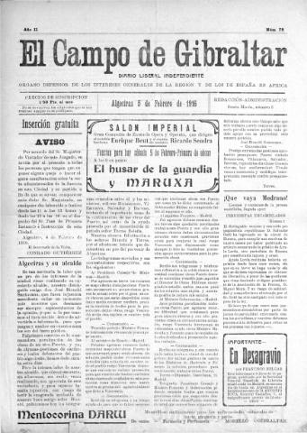 'El Campo de Gibraltar  : Diario liberal independiente' - Año II Número 79 - 1916 febrero 5
