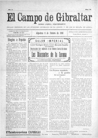 'El Campo de Gibraltar  : Diario liberal independiente' - Año II Número 82 - 1916 febrero 9