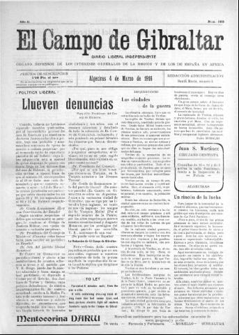 'El Campo de Gibraltar  : Diario liberal independiente' - Año II Número 103 - 1916 marzo 4