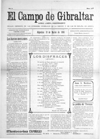 'El Campo de Gibraltar  : Diario liberal independiente' - Año II Número 110 - 1916 marzo 13