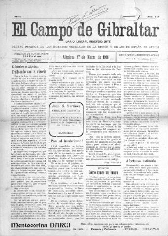 'El Campo de Gibraltar  : Diario liberal independiente' - Año II Número 114 - 1916 marzo 17