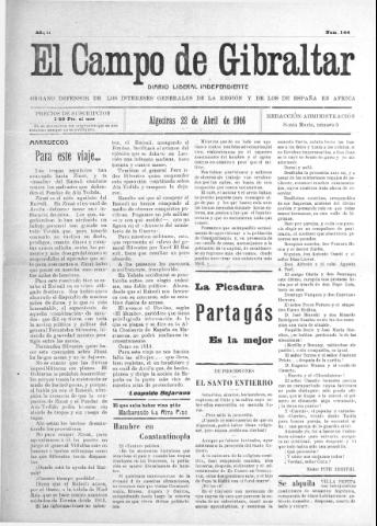 'El Campo de Gibraltar  : Diario liberal independiente' - Año II Número 144 - 1916 abril 22
