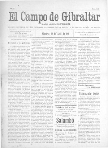 'El Campo de Gibraltar  : Diario liberal independiente' - Año II Número 149 - 1916 abril 28