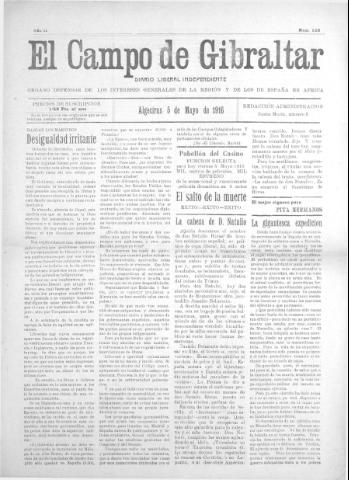 'El Campo de Gibraltar  : Diario liberal independiente' - Año II Número 155 - 1916 mayo 5