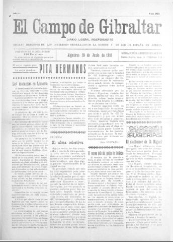 'El Campo de Gibraltar  : Diario liberal independiente' - Año II Número 201 - 1916 junio 28