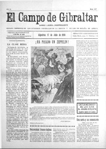 'El Campo de Gibraltar  : Diario liberal independiente' - Año II Número 217 - 1916 julio 17