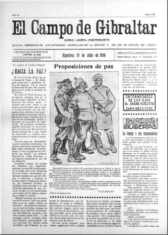 'El Campo de Gibraltar  : Diario liberal independiente' - Año II Número 219 - 1916 julio 19