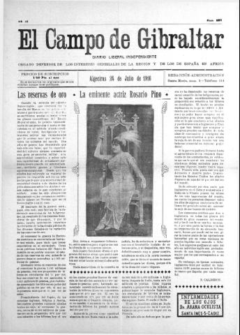 'El Campo de Gibraltar  : Diario liberal independiente' - Año II Número 223 - 1916 julio 24