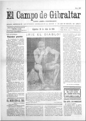 'El Campo de Gibraltar  : Diario liberal independiente' - Año II Número 224 - 1916 julio 25