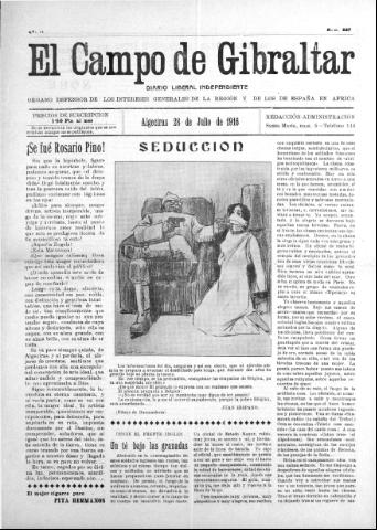 'El Campo de Gibraltar  : Diario liberal independiente' - Año II Número 227 - 1916 julio 28