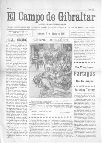 'El Campo de Gibraltar  : Diario liberal independiente' - Año II Número 235 - 1916 agosto 7