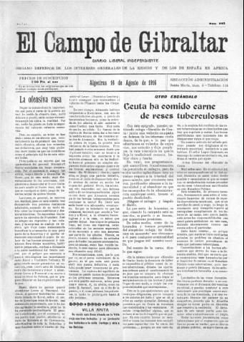 'El Campo de Gibraltar  : Diario liberal independiente' - Año II Número 243 - 1916 agosto 16